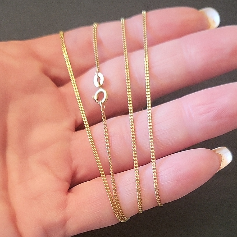 18K Gold Curb-link Chain Necklace, LONG 26" Length!